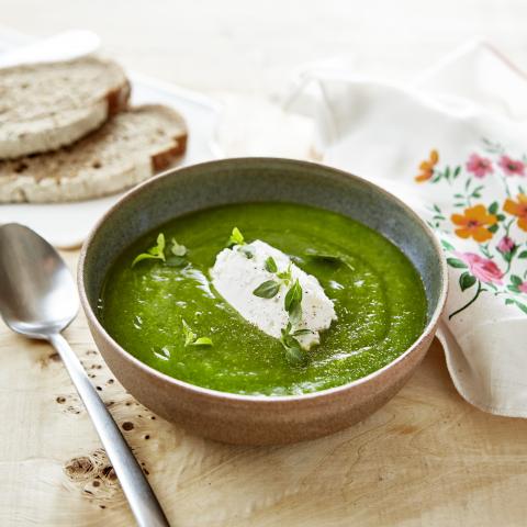 Gaspacho de courgettes, chèvre frais