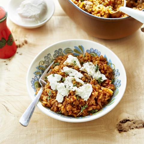 Risotto de petit épeautre à la mozzarella de bufflonne