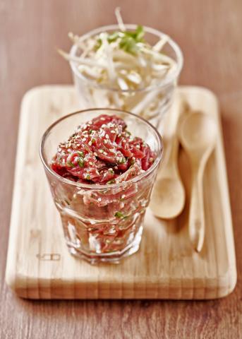 Boeuf mariné au sésame et vinaigre de riz