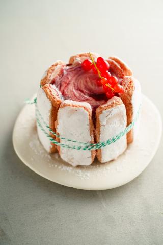 Petites charlottes au fromage blanc et aux biscuits roses