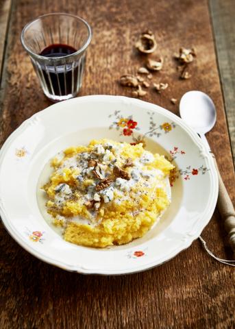 Polenta crémeuse aux noix et au Bleu d'Adèle