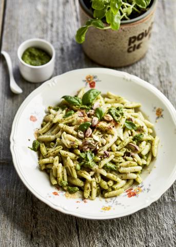 Gratin de pâtes au pesto de pistaches au Tendre Violette