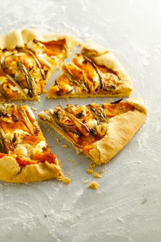 Tarte rustique au potiron, bleu et chèvre