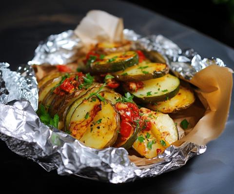 Papillotes de pommes de terre et légumes