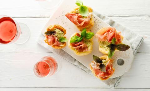 Tartelettes aux topinambours et jambon cru