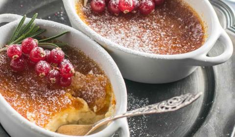 Crème brûlée au romarin et au miel