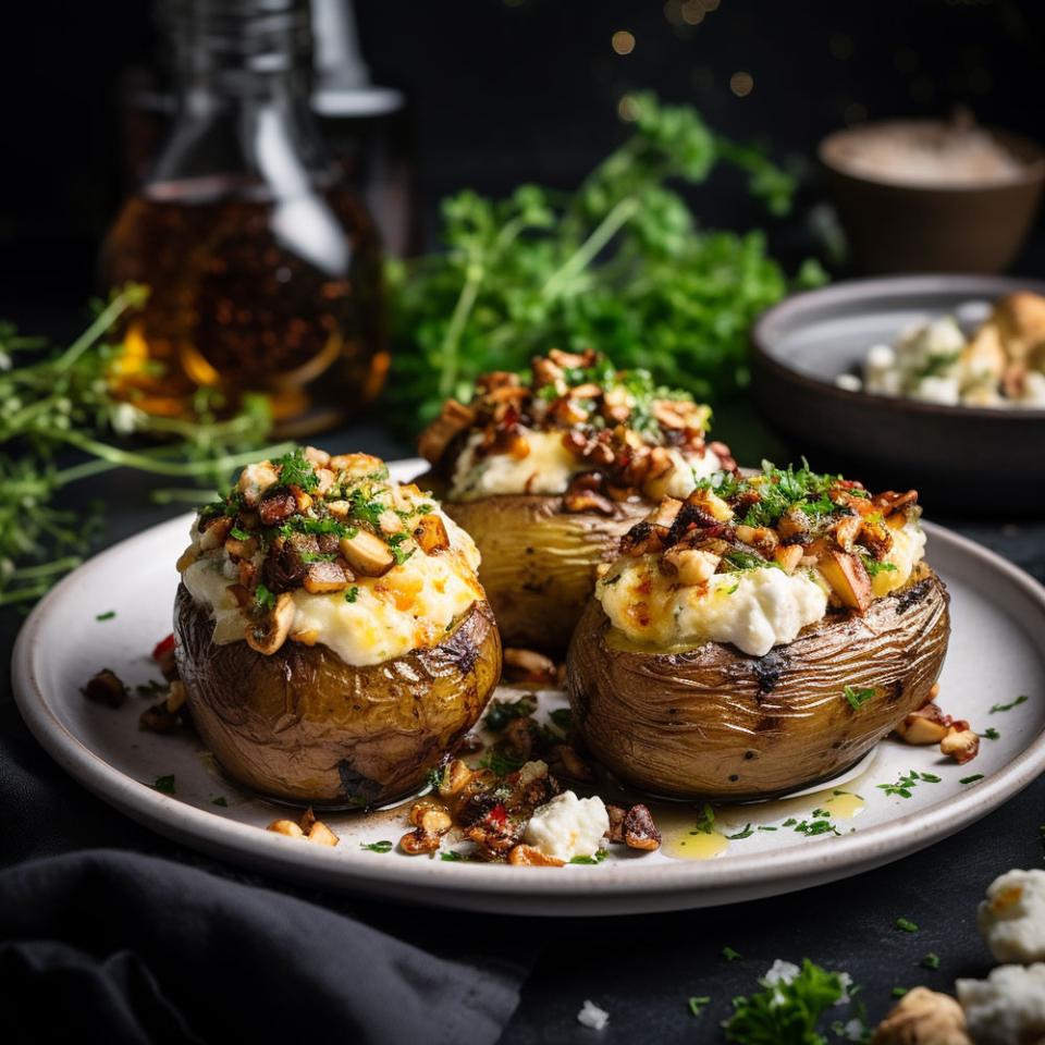 Pommes de terre farcies aux champignons et au fromage