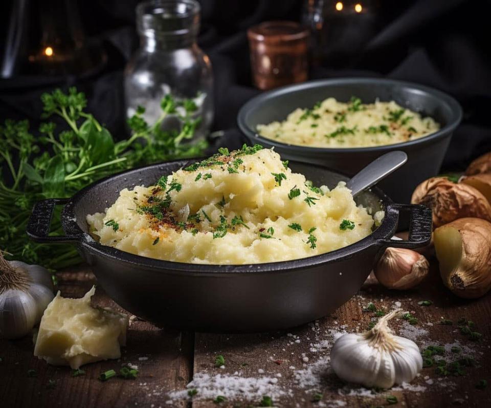 Purée de pommes de terre à l’ail et au fromage